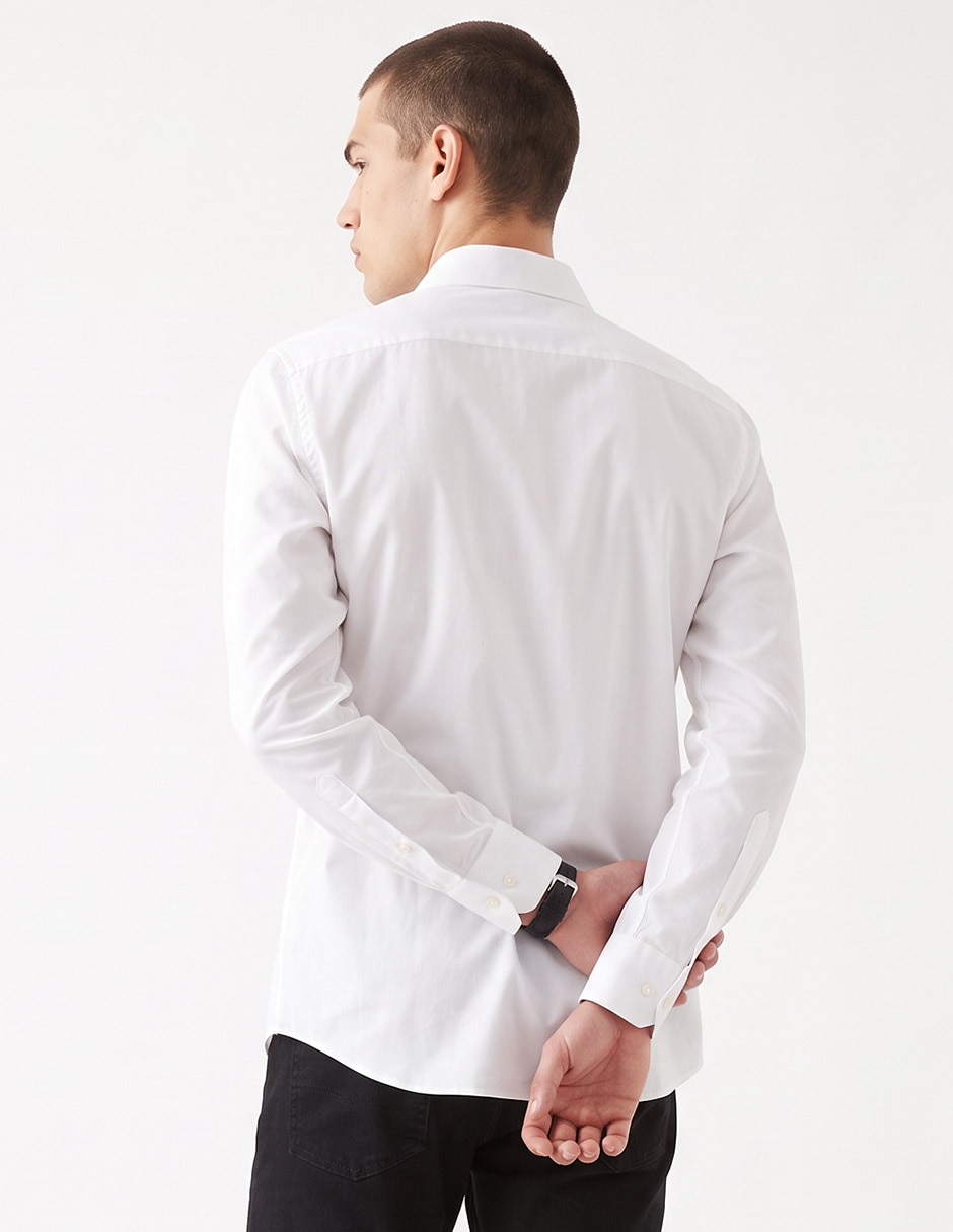 Camisa business casual de algodón manga larga para hombre 4