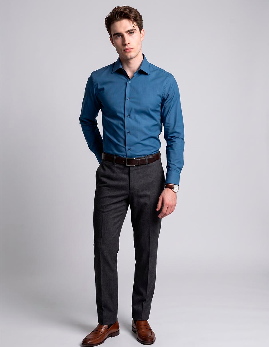 Camisa de vestir manga larga para hombre