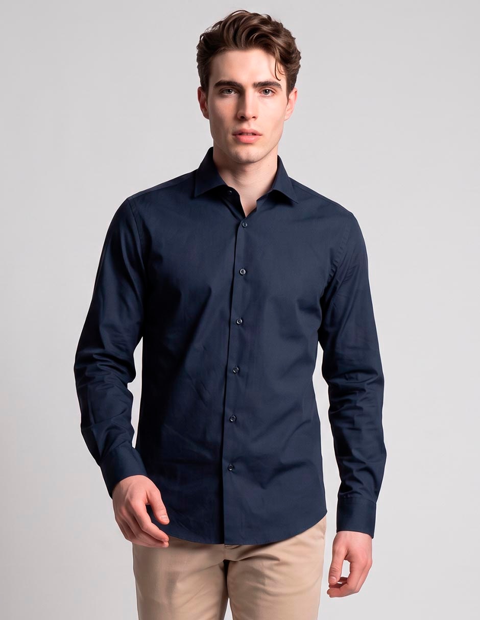 Camisa business casual manga larga para hombre