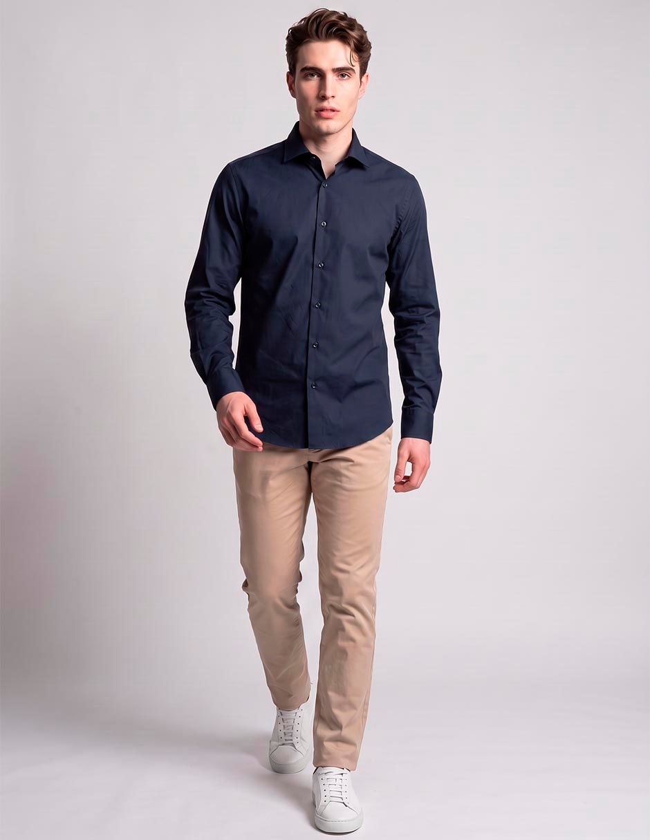 Camisa business casual manga larga para hombre 3