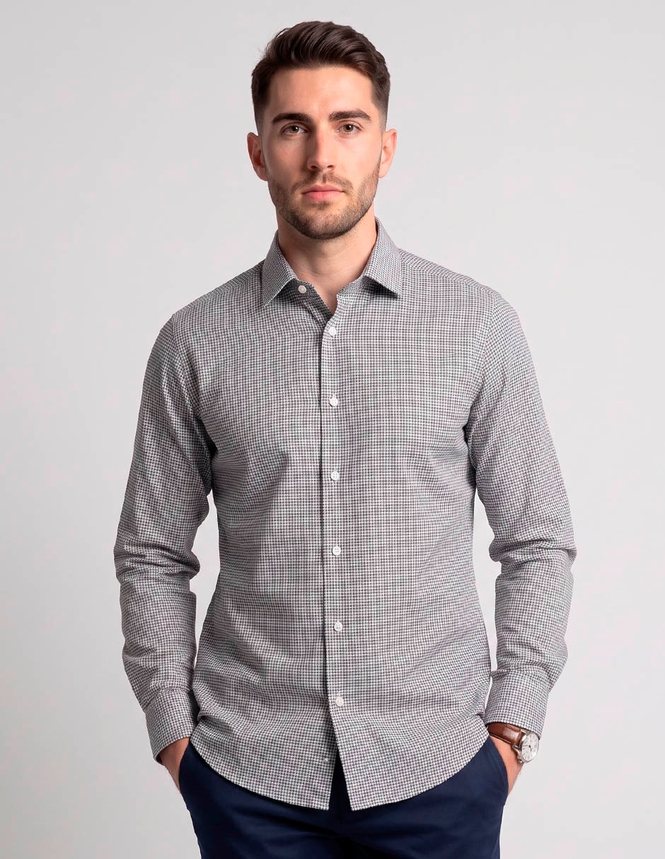 Camisa casual scappino de algodón manga larga para hombre