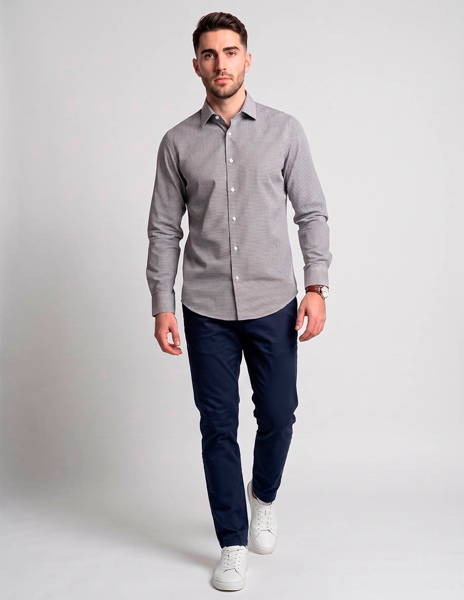 Camisa casual scappino de algodón manga larga para hombre