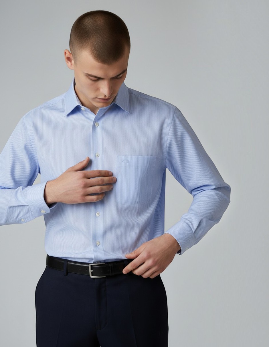 Camisa de vestir o de la renta de algodón manga larga para hombre 4