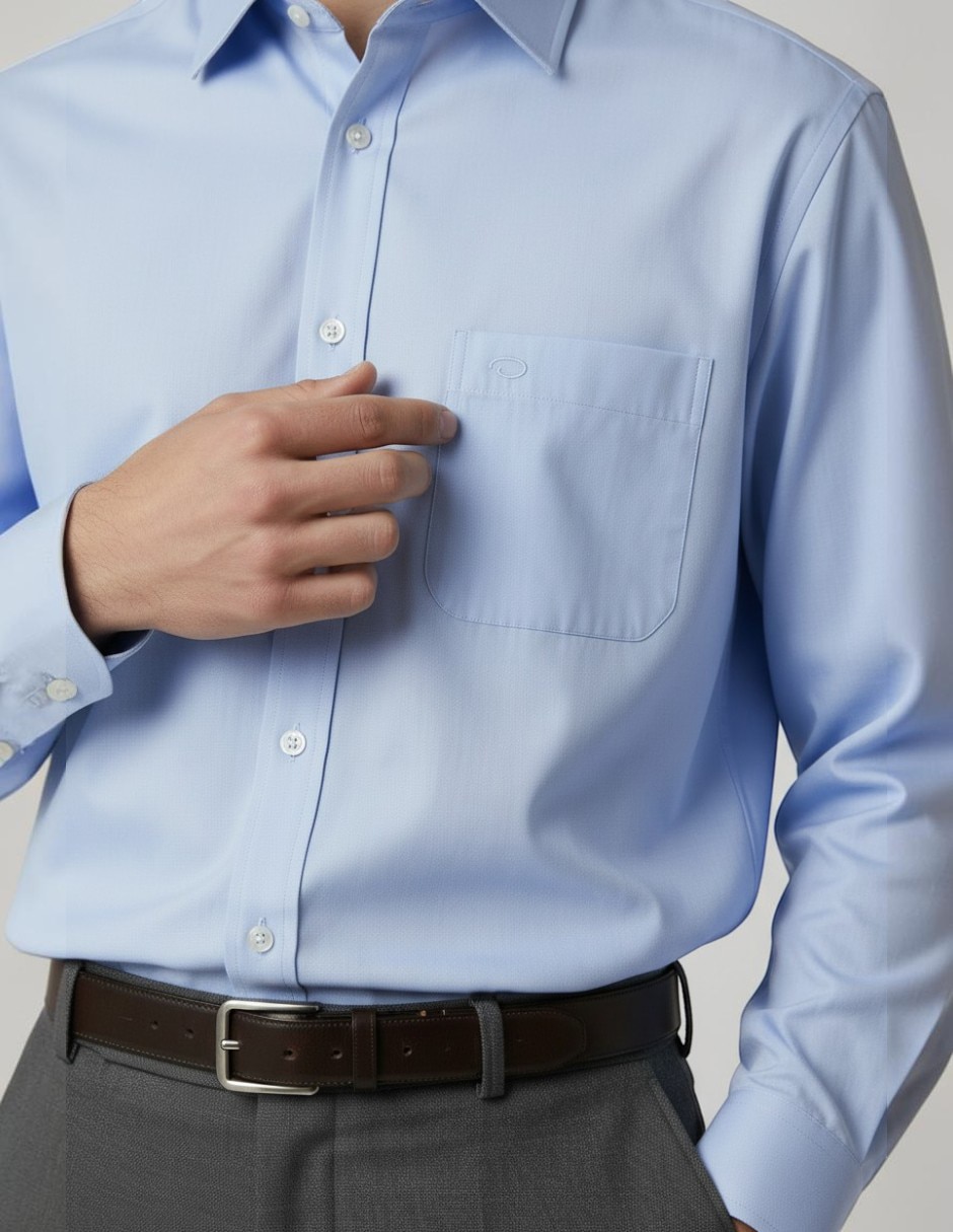 Camisa de vestir o de la renta de algodón manga larga para hombre 4