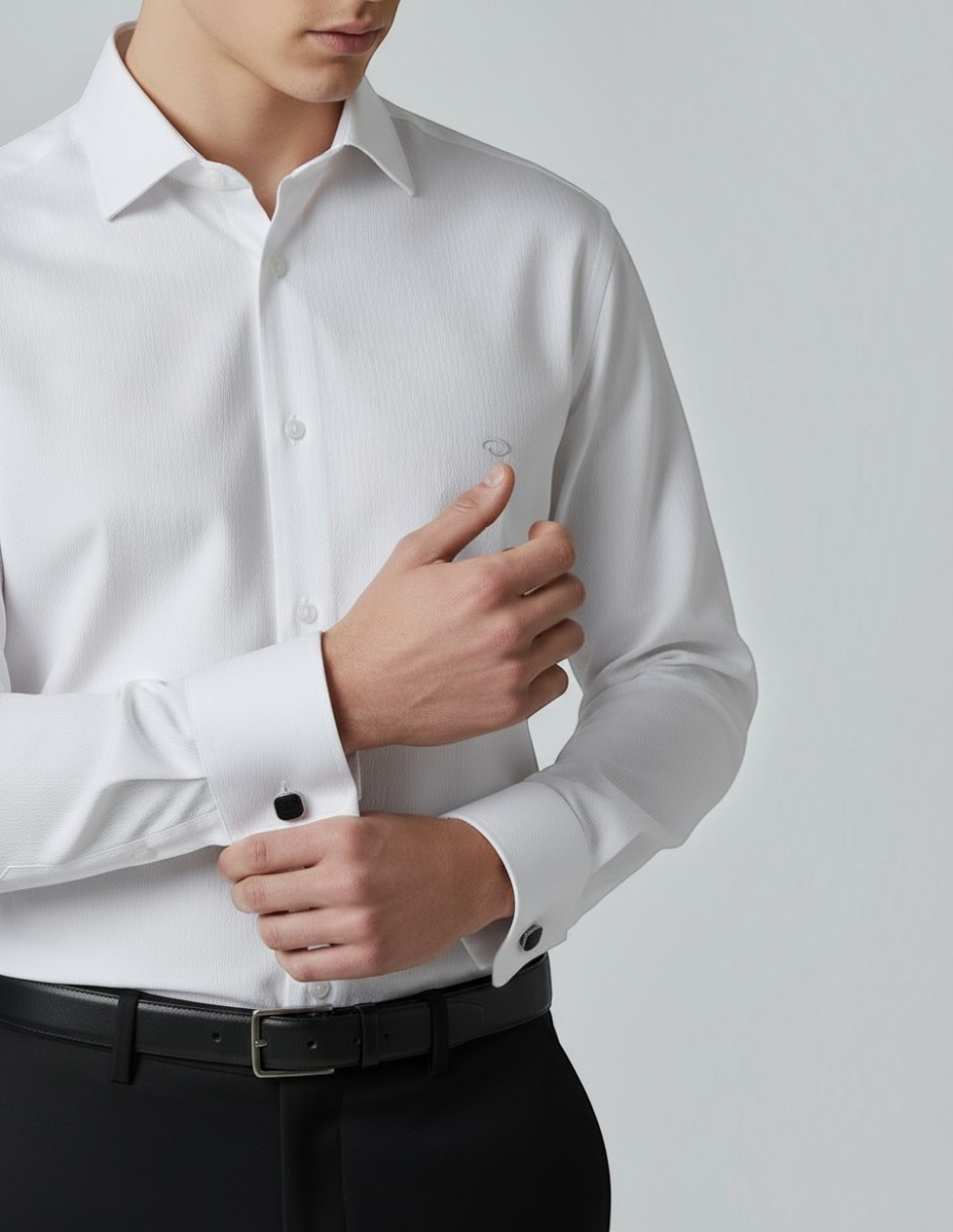 Camisa de vestir o de la renta de algodón manga larga para hombre 2