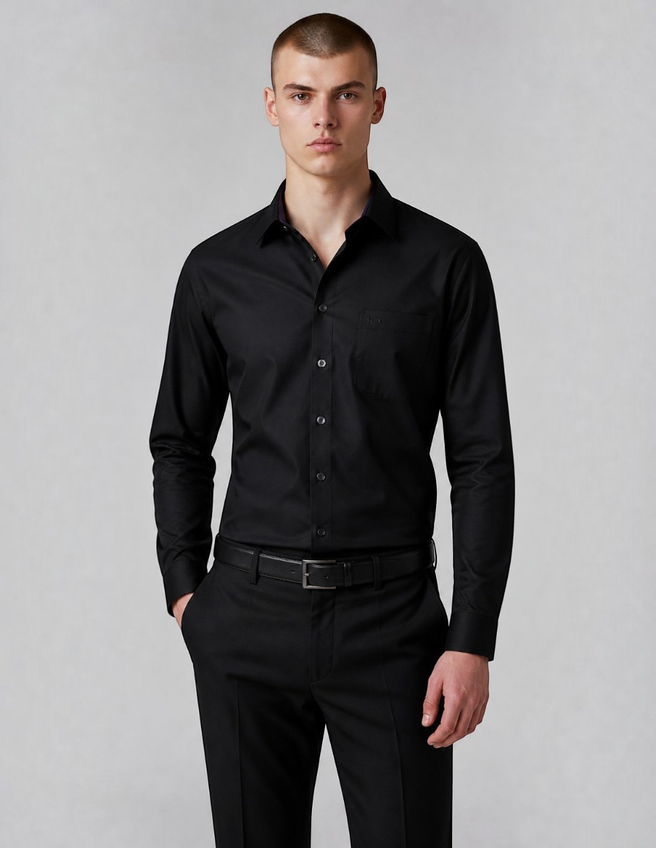 Camisa de vestir o de la renta de algodón manga larga para hombre Camisa de vestir o de la renta de algodón manga larga para hombre