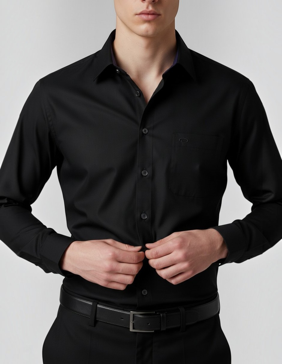 Camisa de vestir o de la renta de algodón manga larga para hombre 2