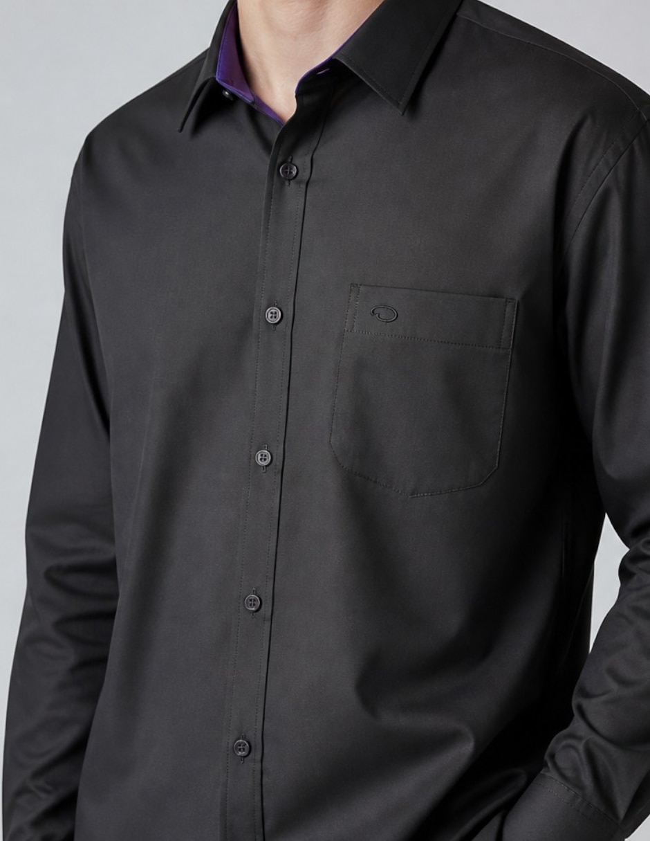 Camisa formal o de la renta de algodón manga larga para hombre 4