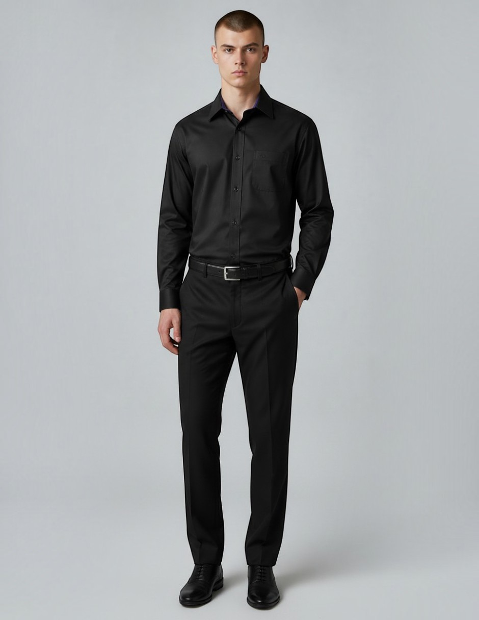 Camisa formal o de la renta de algodón manga larga para hombre 2