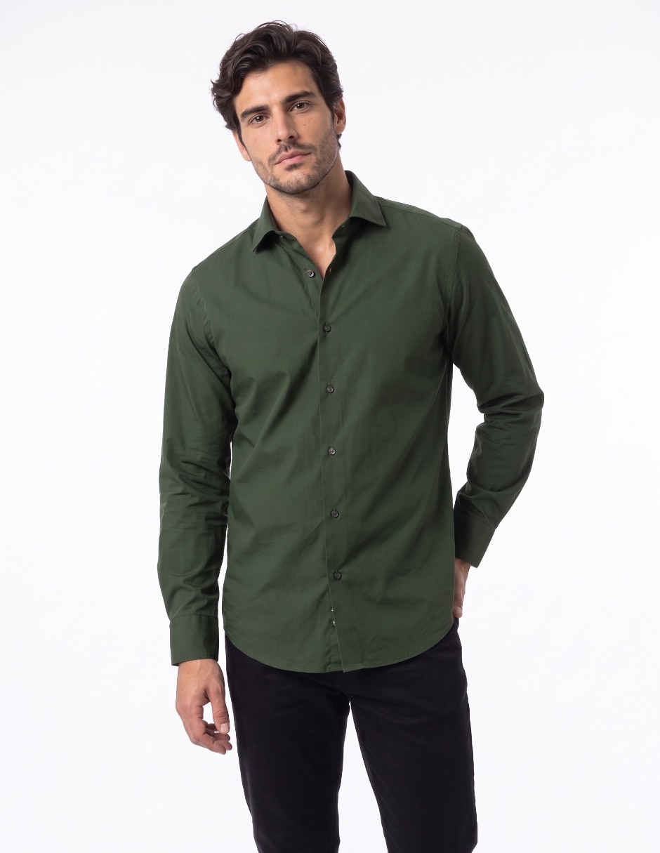 Camisa business casual de algodón para hombre