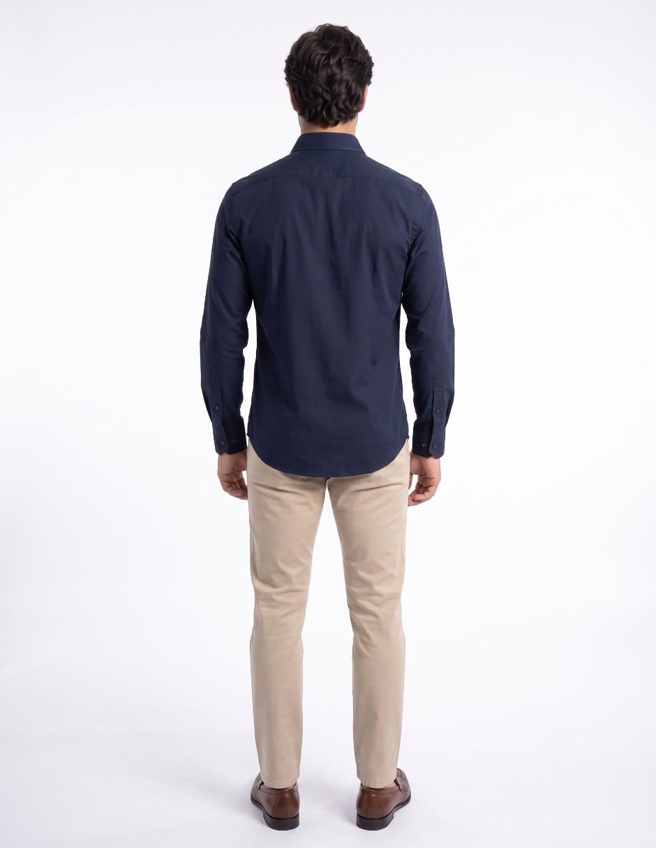 Camisa business casual de algodón manga larga para hombre 2