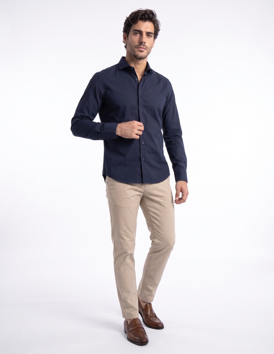 Camisa business casual de algodón manga larga para hombre 3