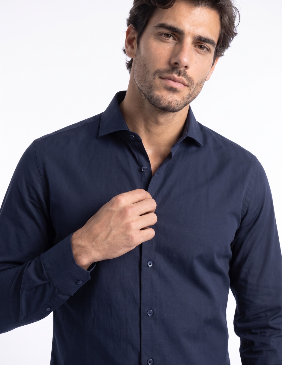 Camisa business casual de algodón manga larga para hombre 4