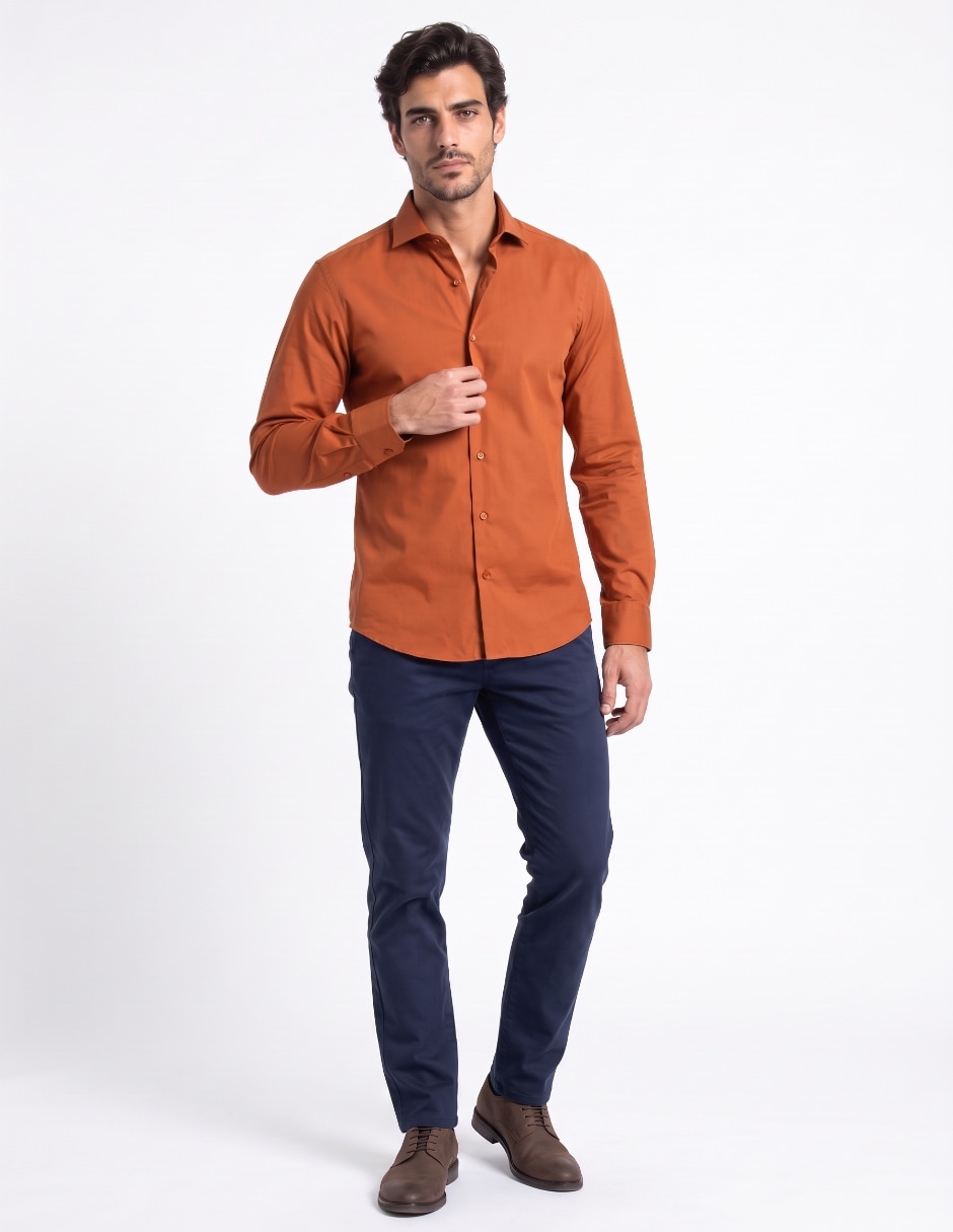 Camisa business casual de algodón manga larga para hombre 3