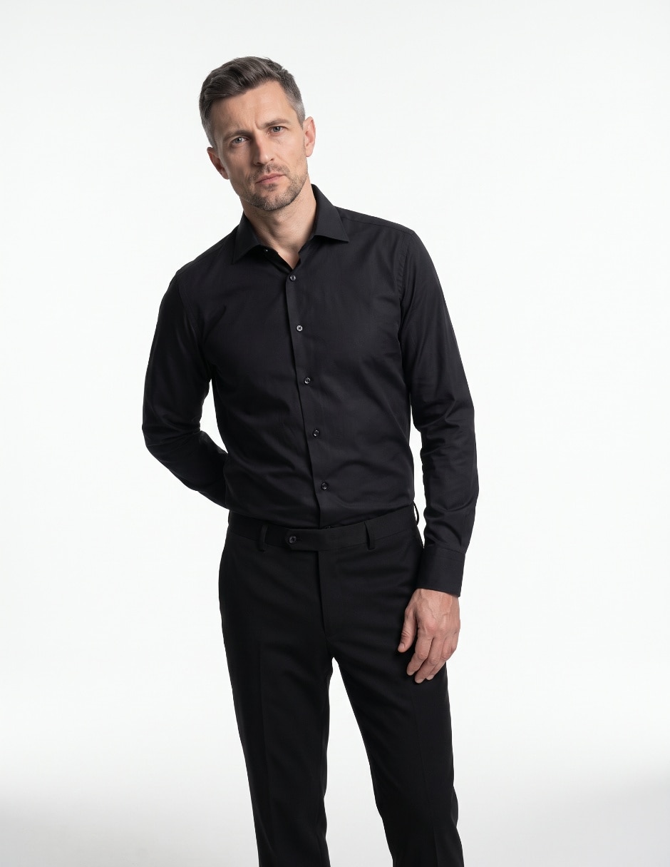 Camisa business casual de algodón manga larga para hombre Camisa business casual de algodón manga larga para hombre