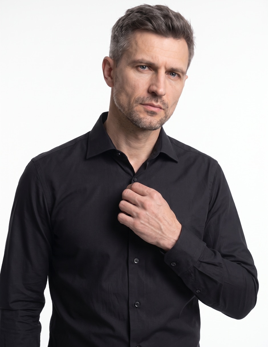 Camisa business casual de algodón manga larga para hombre 4