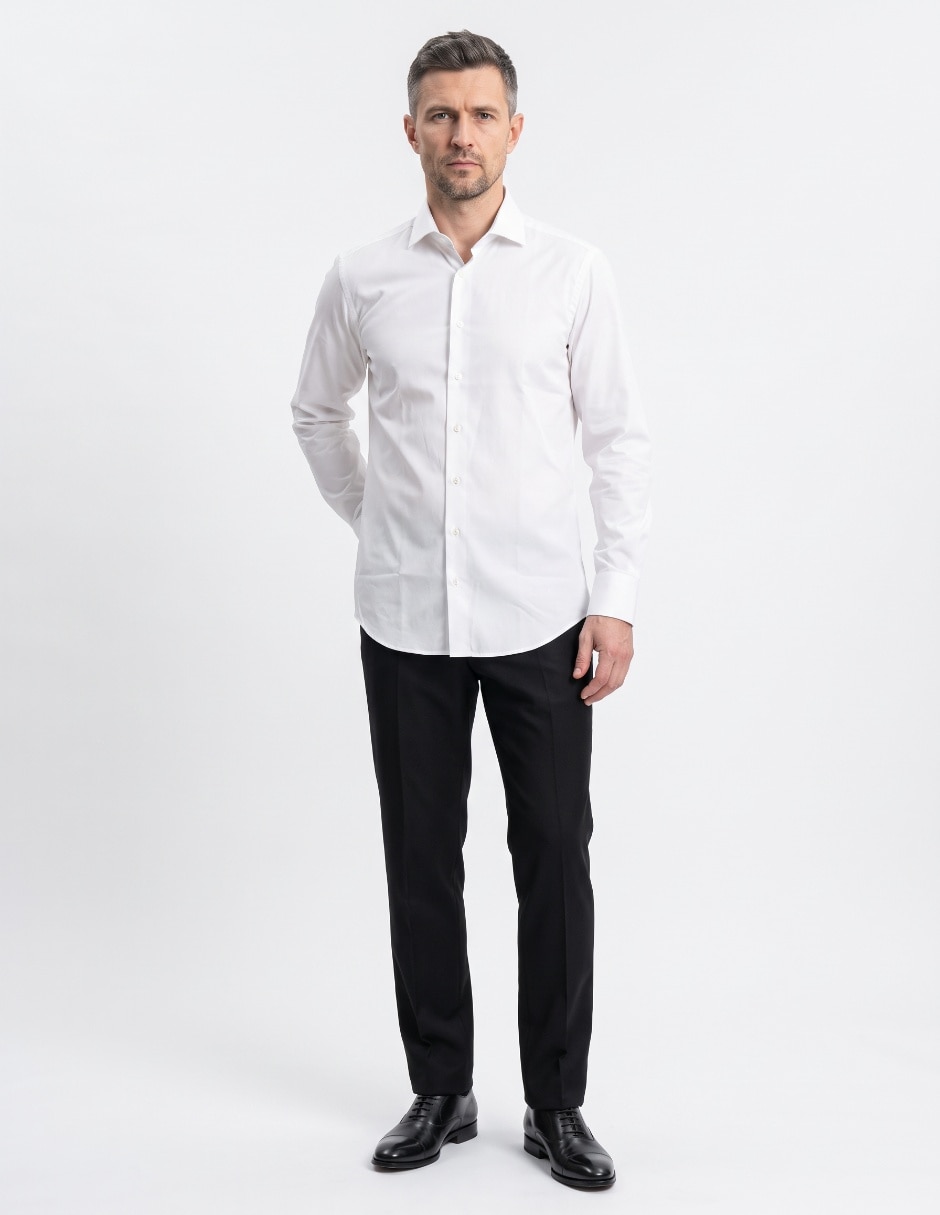 Camisa de vestir de algodón manga larga para hombre