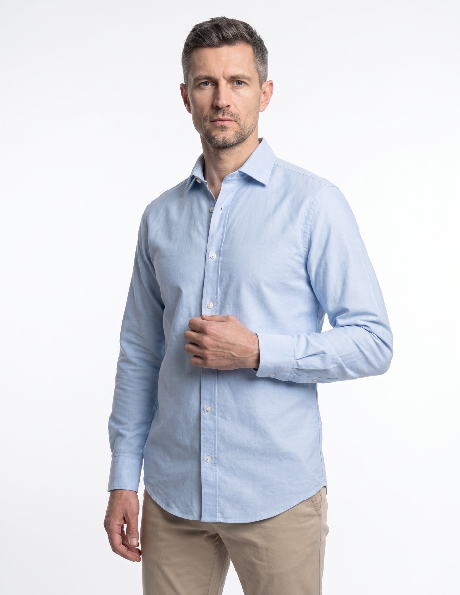 Camisa de vestir de algodón manga larga para hombre