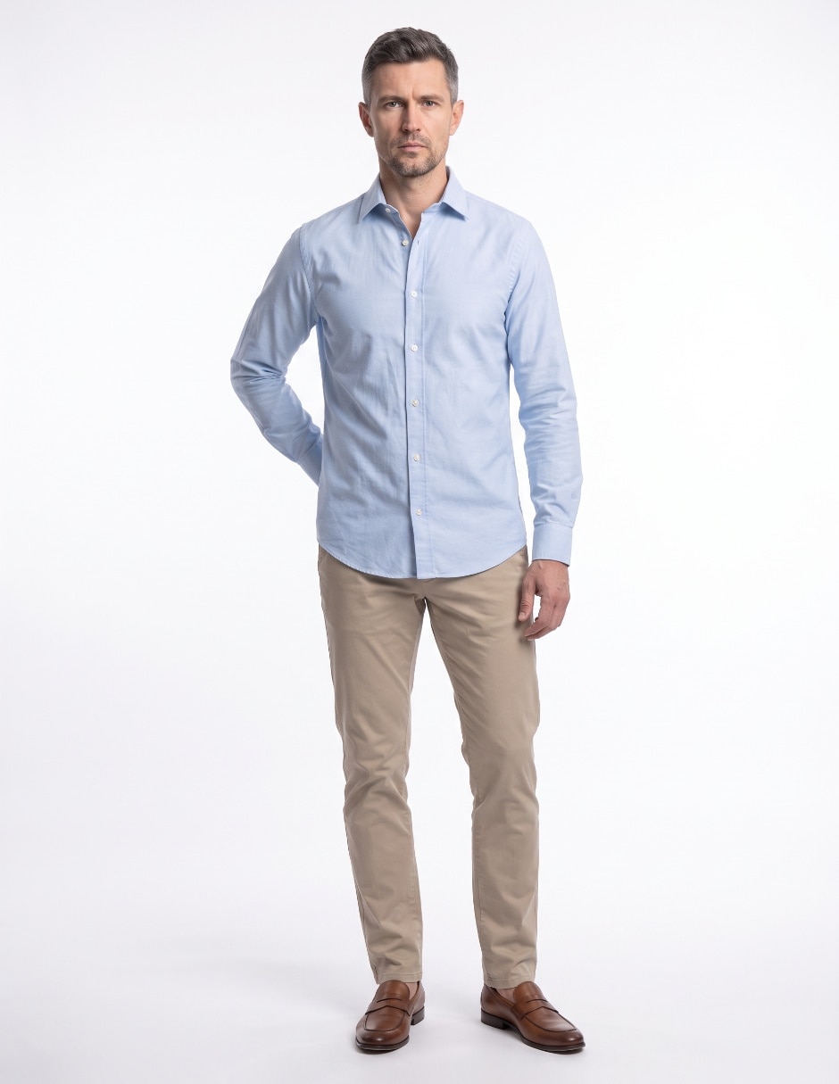 Camisa de vestir de algodón manga larga para hombre 4