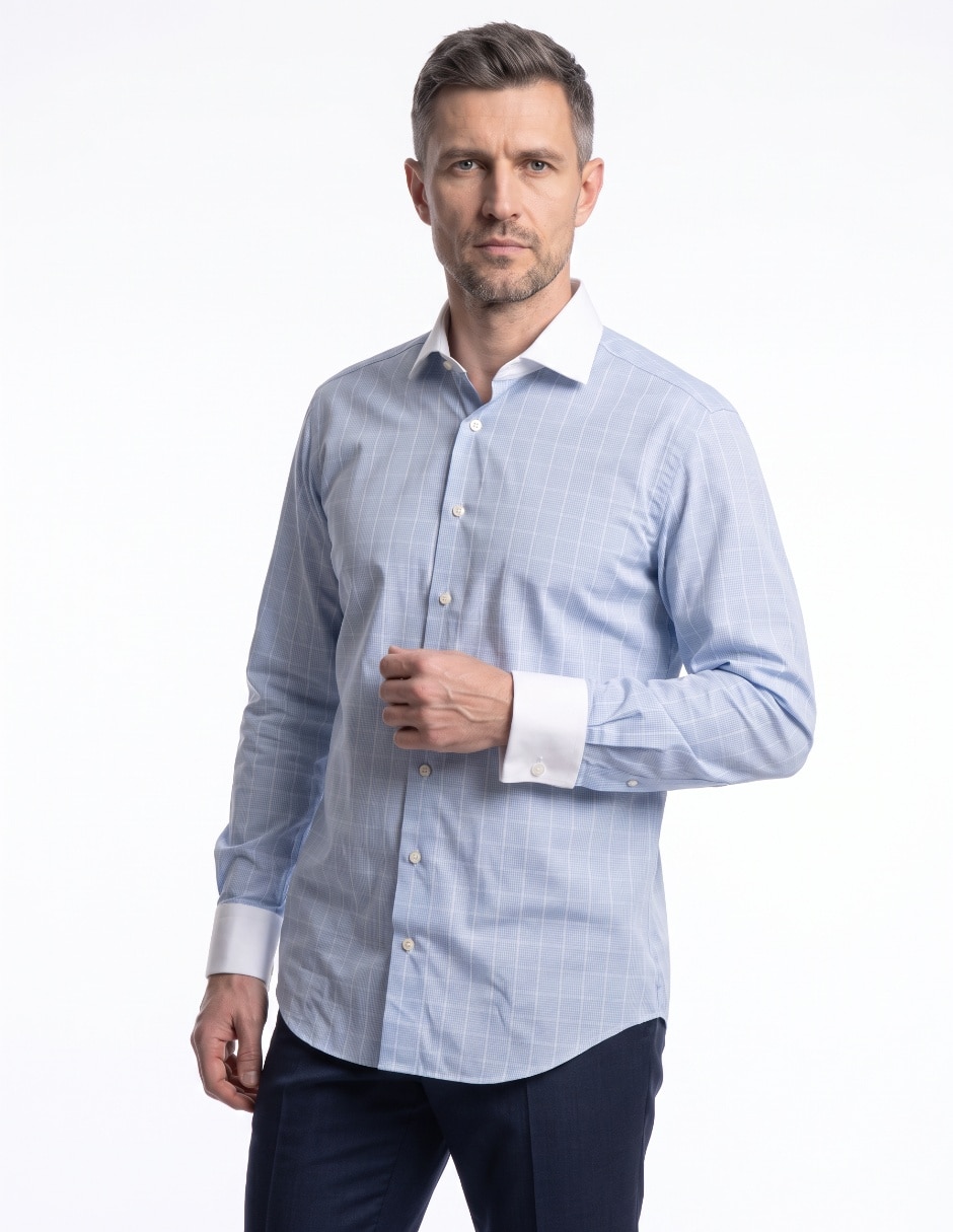 Camisa de vestir de algodón manga larga para hombre Camisa de vestir de algodón manga larga para hombre