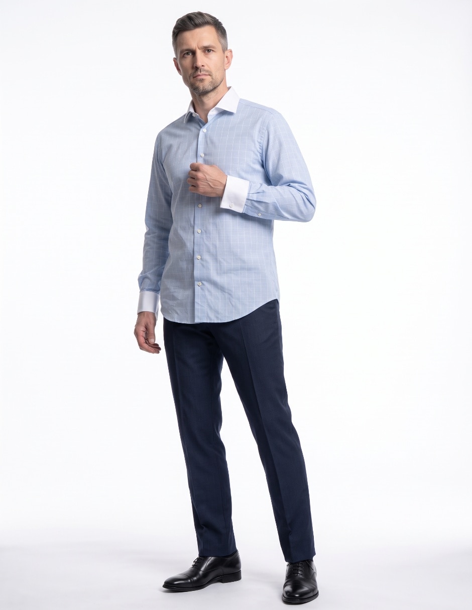 Camisa de vestir de algodón manga larga para hombre 3