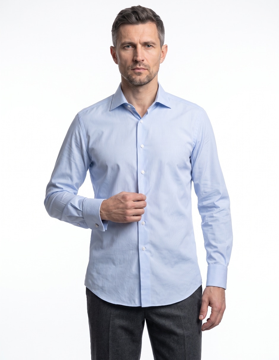 Camisa de vestir de algodón manga larga para hombre