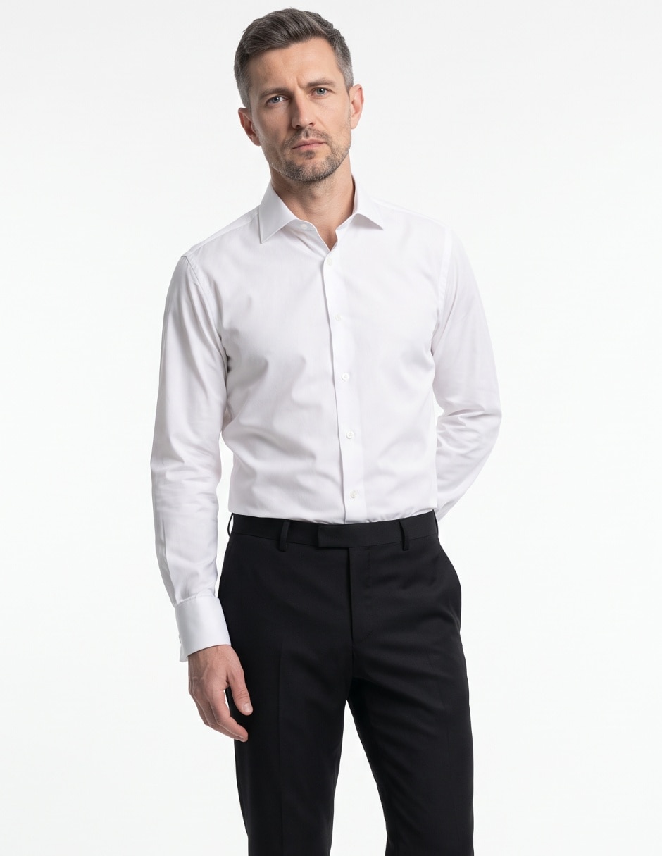 Camisa de vestir de algodón manga larga para hombre