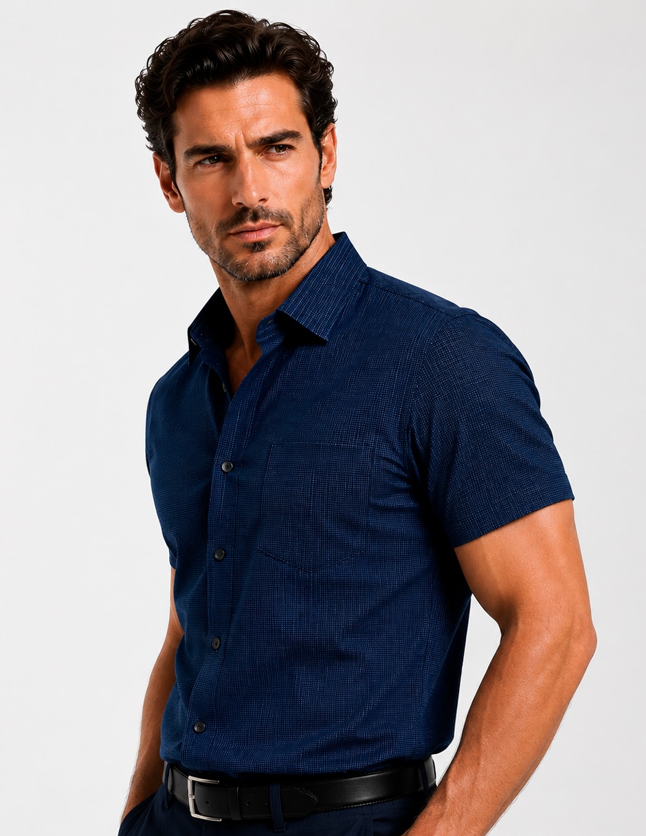 Camisa business casual manga corta para hombre 5