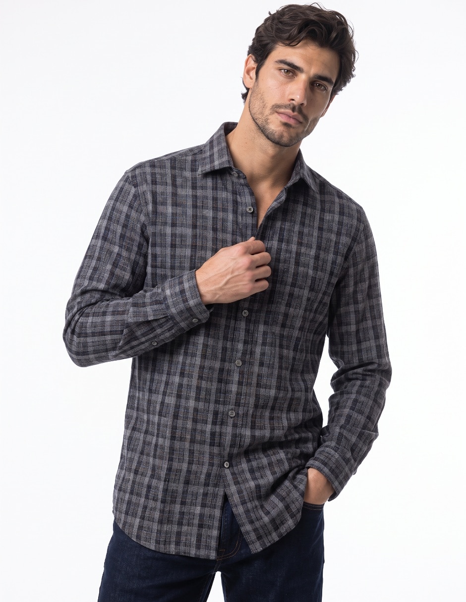 Camisa de vestir de algodón manga larga para hombre 3