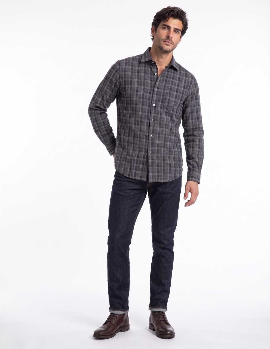 Camisa de vestir de algodón manga larga para hombre 4