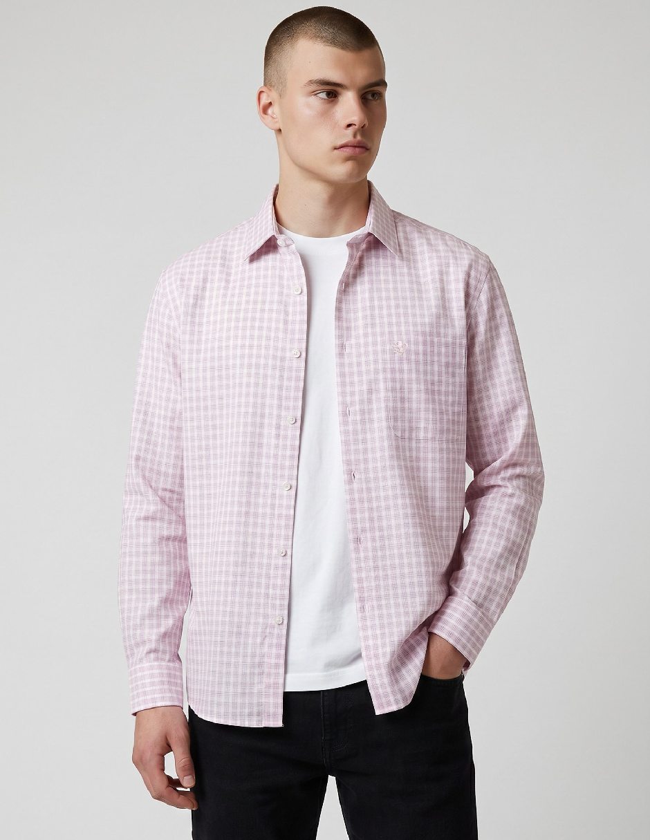 Camisa casual de algodón manga larga para hombre Camisa casual de algodón manga larga para hombre
