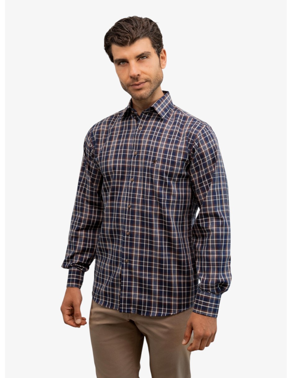 Camisa casual de algodón manga larga para hombre