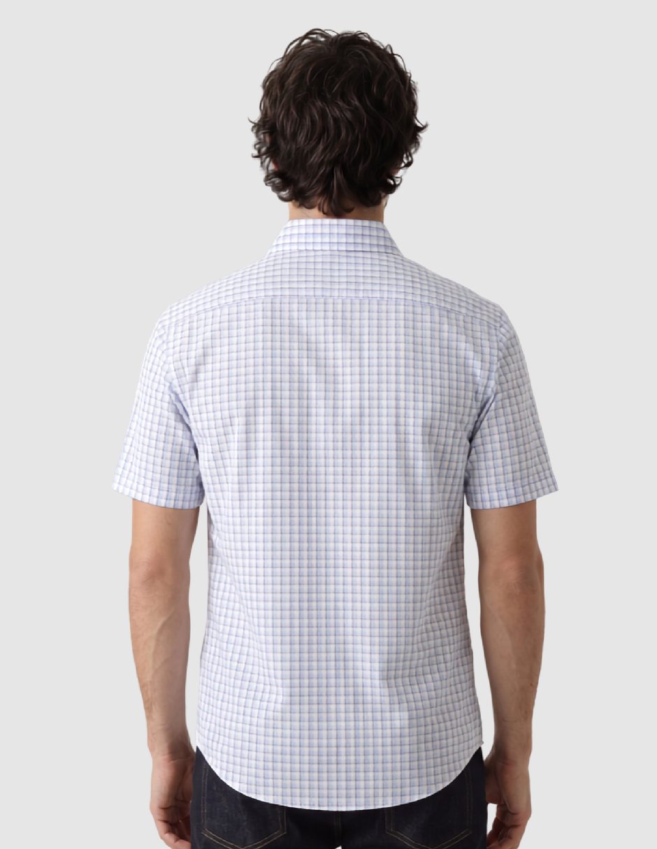 Camisa casual wrinkle de algodón manga corta para hombre 7