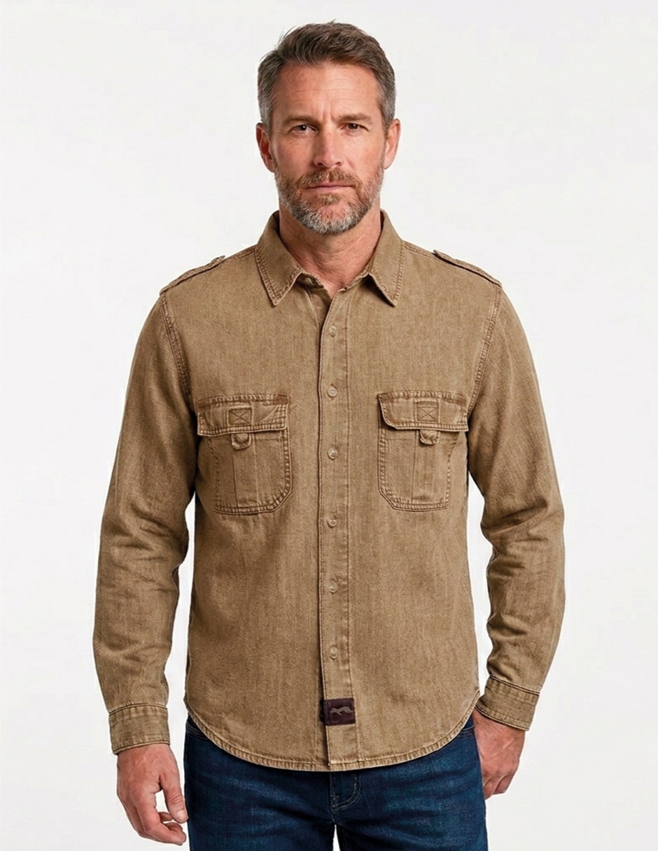 Camisa casual de algodón manga larga para hombre Camisa casual de algodón manga larga para hombre