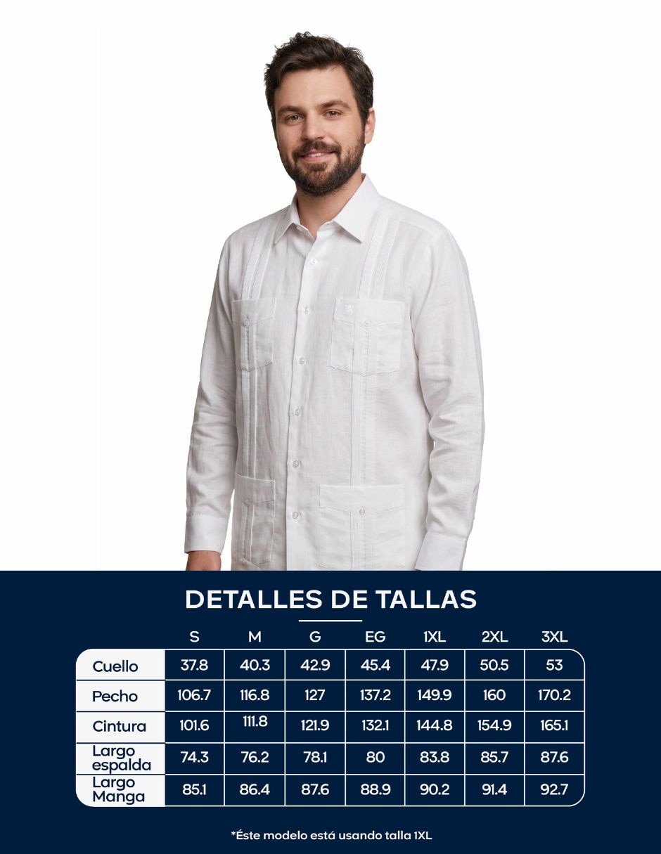 Guayabera manga larga para hombre 3