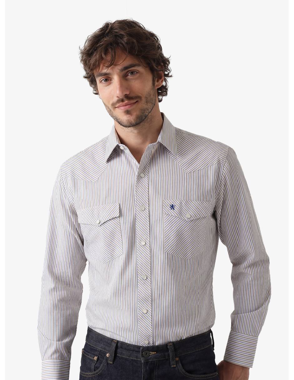 Camisa casual de algodón manga larga para hombre