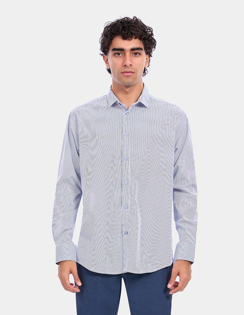Camisa business casual manga larga para hombre