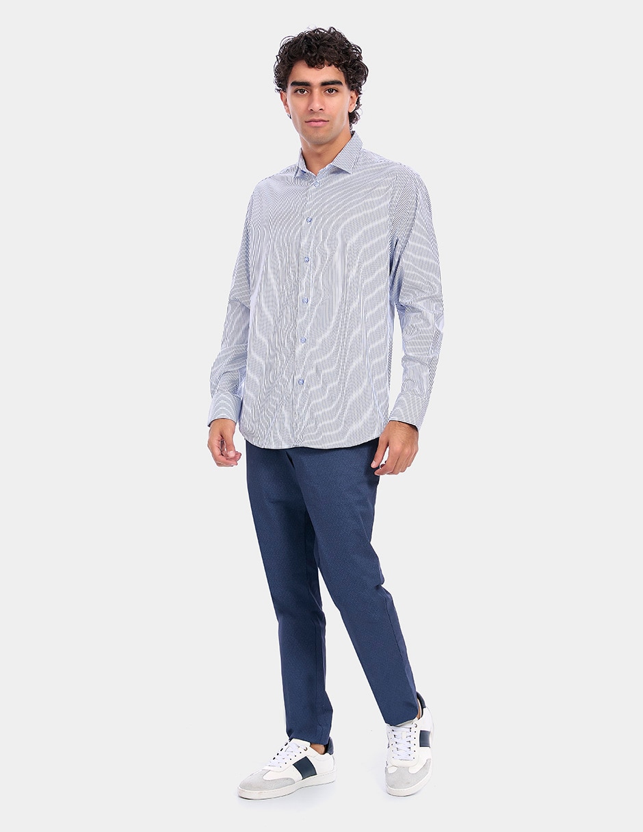 Camisa business casual manga larga para hombre 4