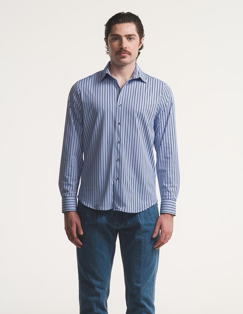 Camisa business casual essential manga larga para hombre Camisa business casual essential manga larga para hombre