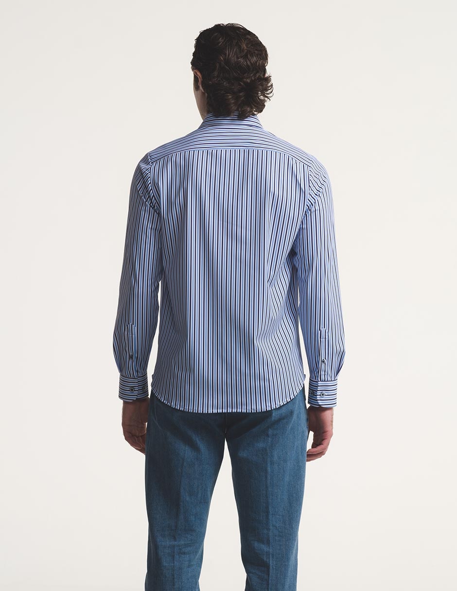 Camisa business casual essential manga larga para hombre