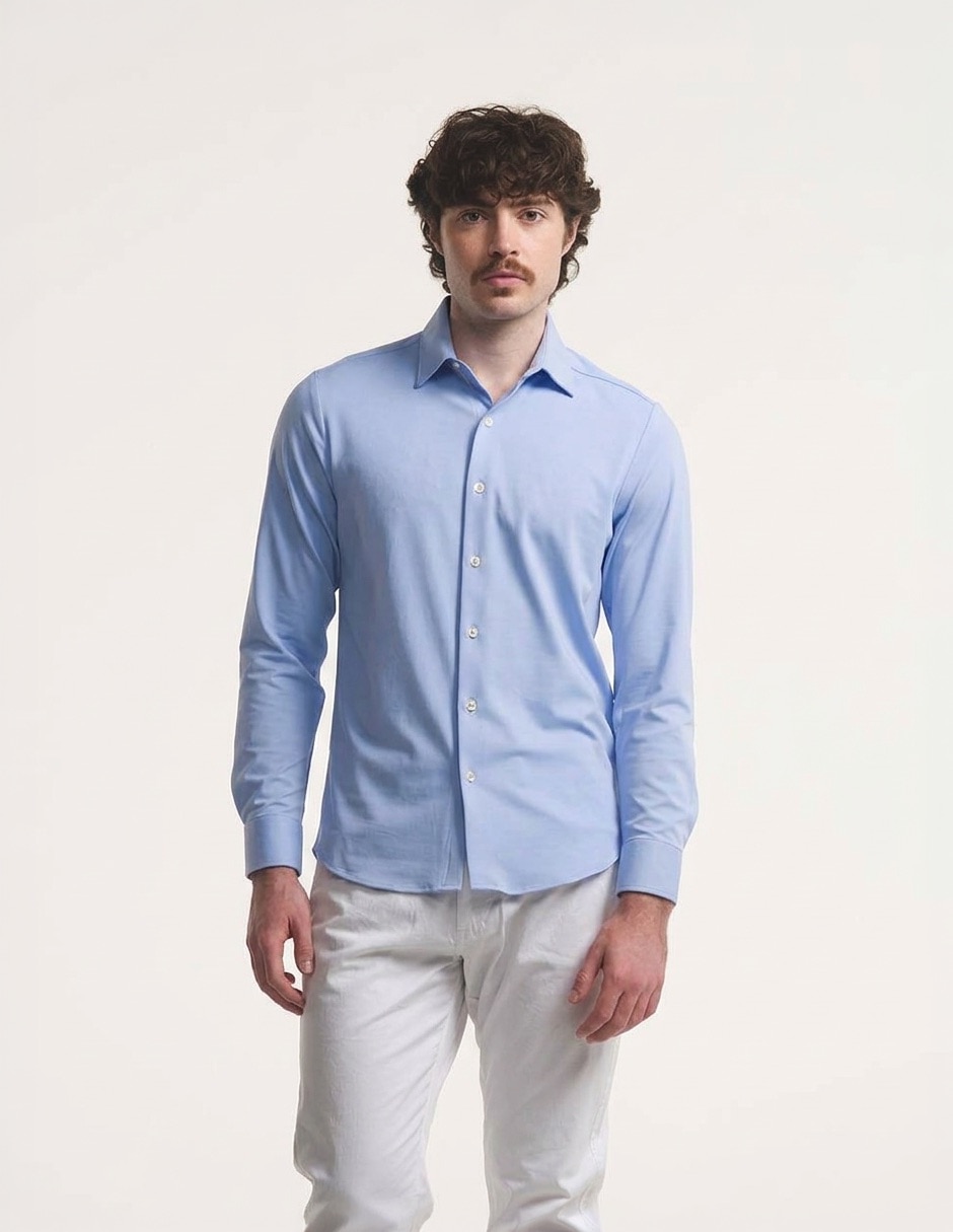 Camisa business casual essential manga larga para hombre