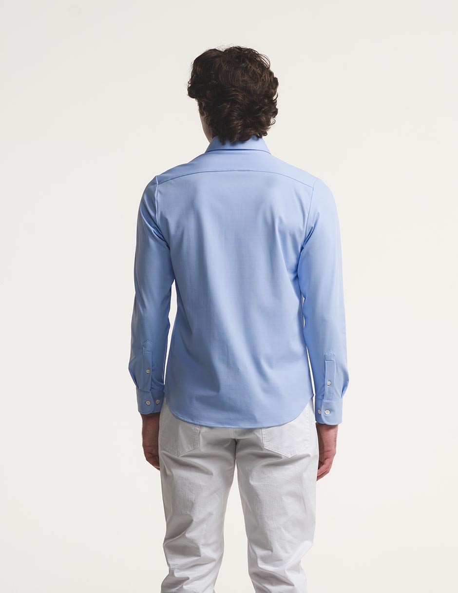 Camisa business casual essential manga larga para hombre