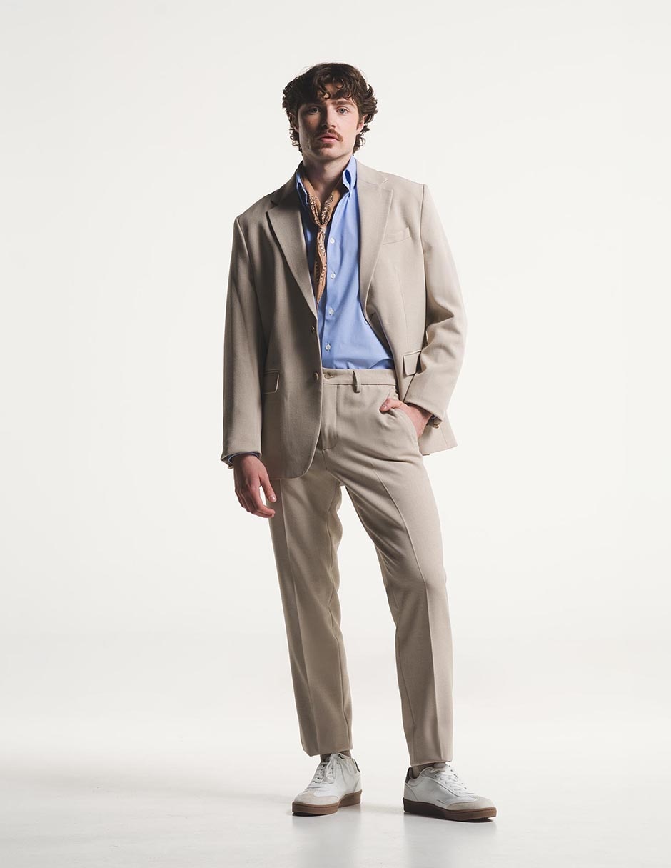 Camisa business casual essential manga larga para hombre